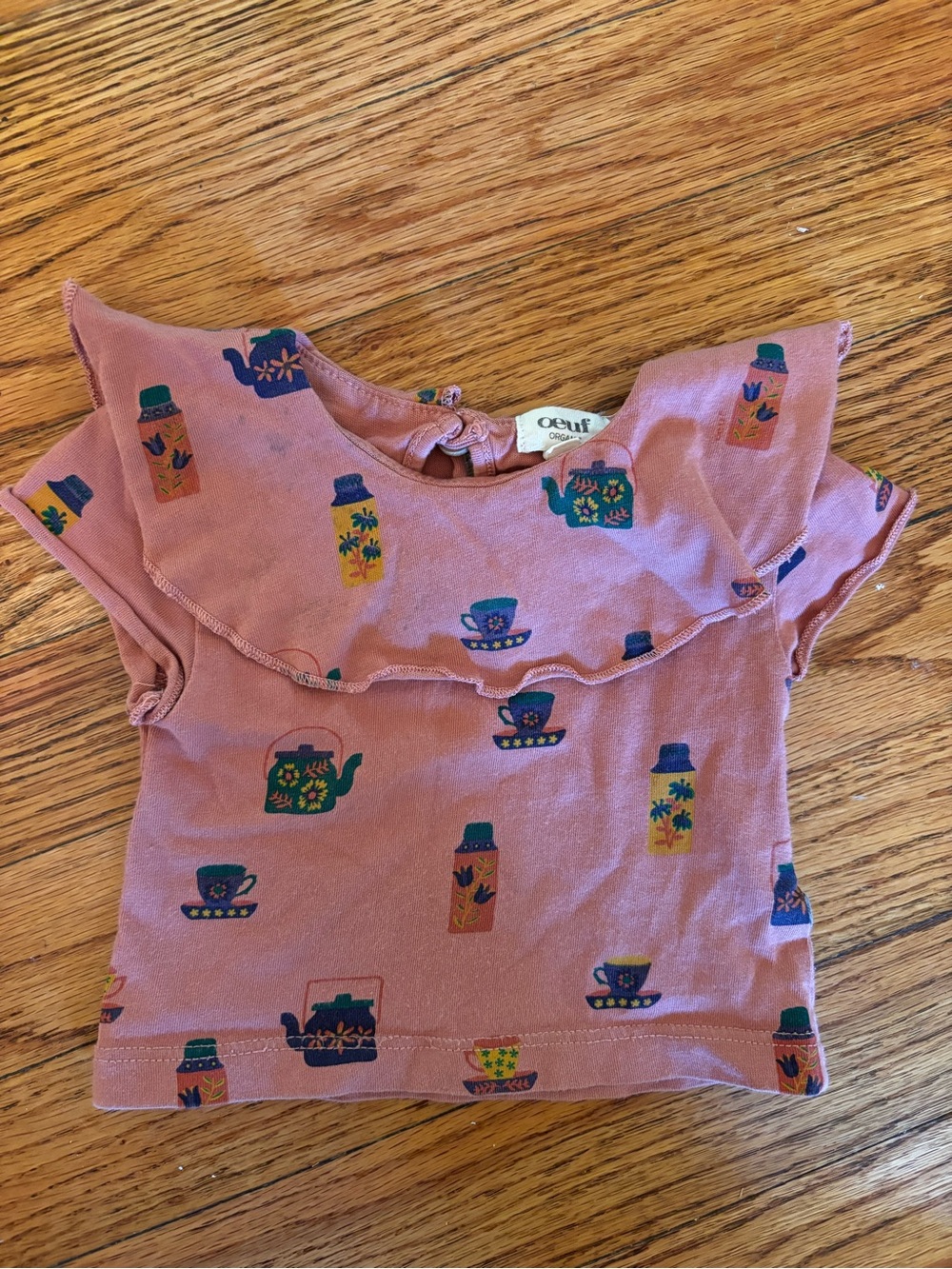 Oeuf Organic ruffled teapots top 3-6 months